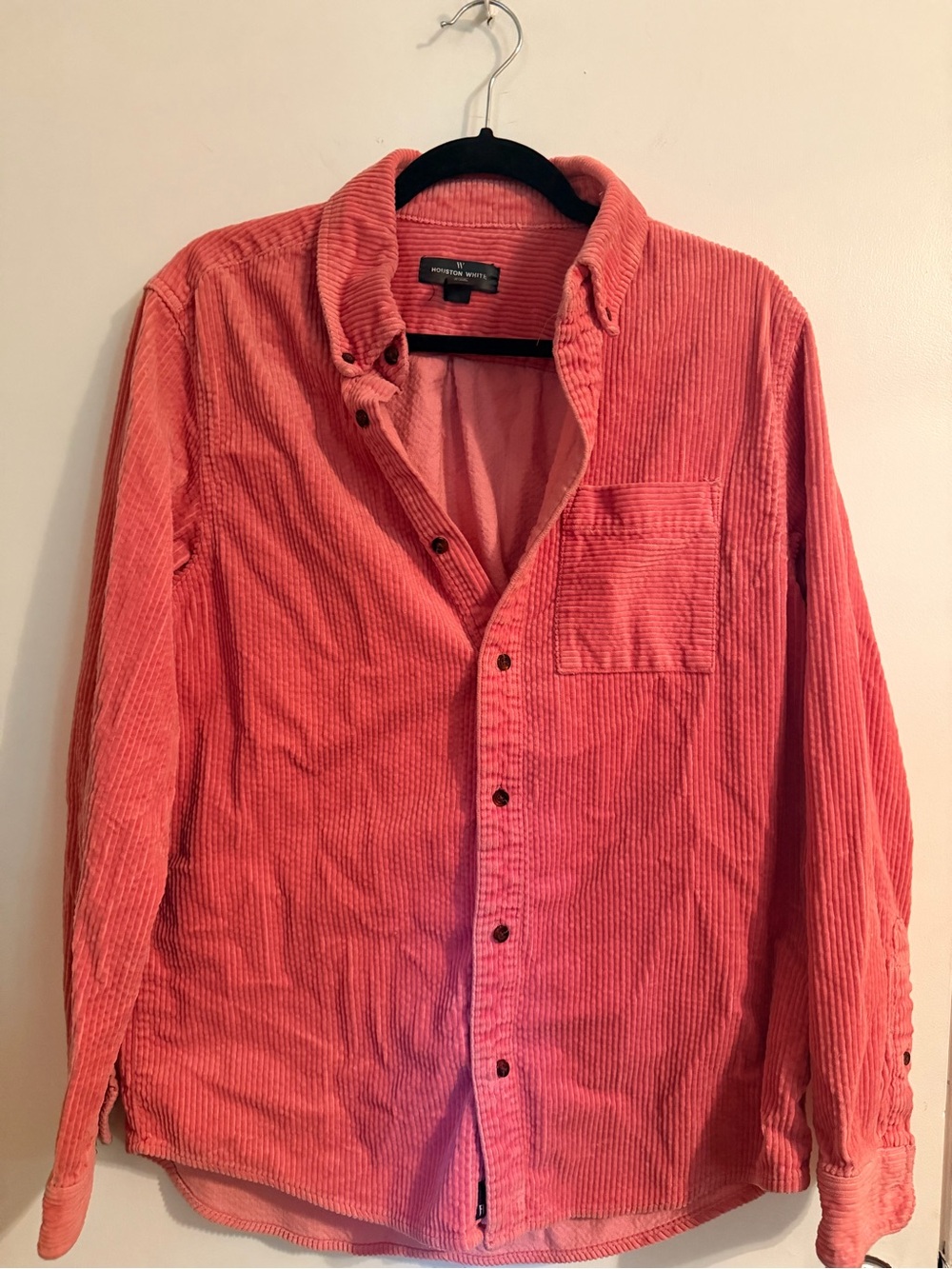 Men's Pink Corduroy Button-Up Shirt